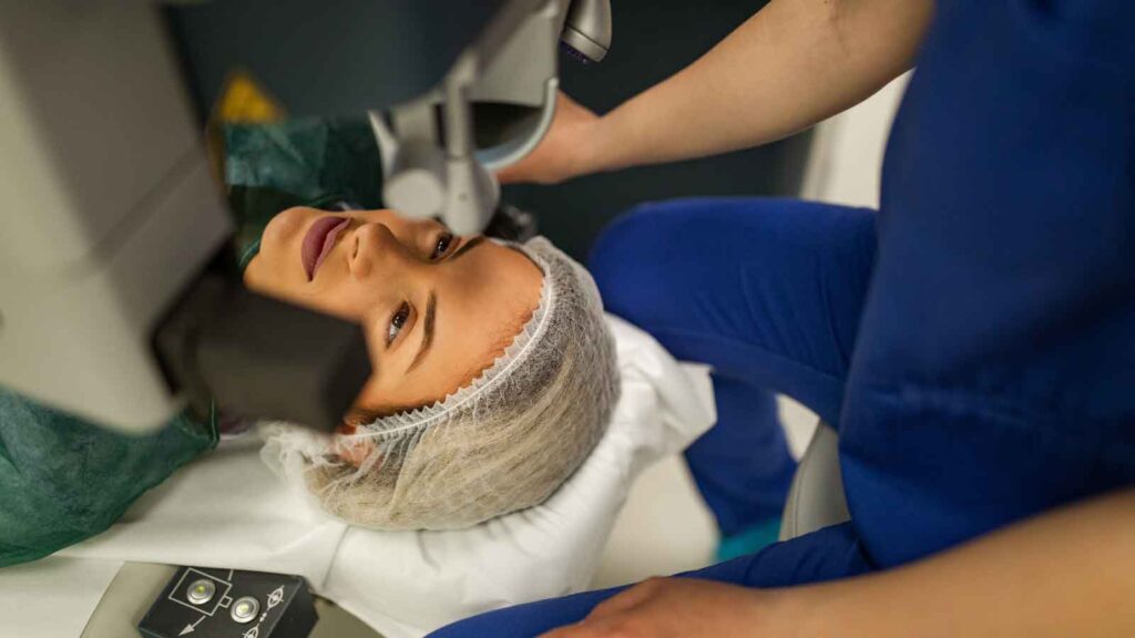 Patient receiving precise LASIK treatment for clearer vision